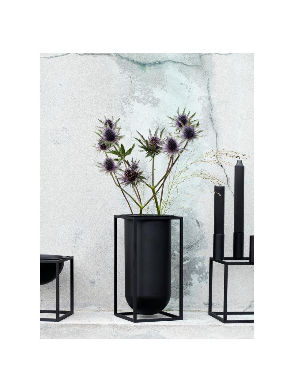 Vase en aluminium fait main Kubus, Aluminium, laqué, Noir, larg. 10 x haut. 20 cm