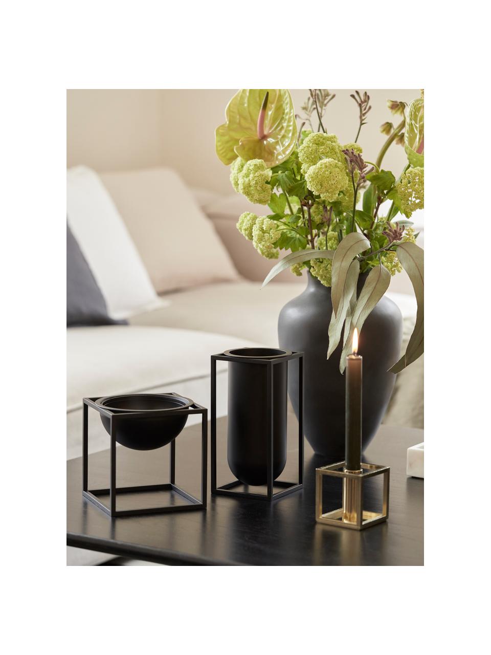 Vase design noir fait main Kubus, Aluminium, laqué, Noir, larg. 10 x haut. 20 cm
