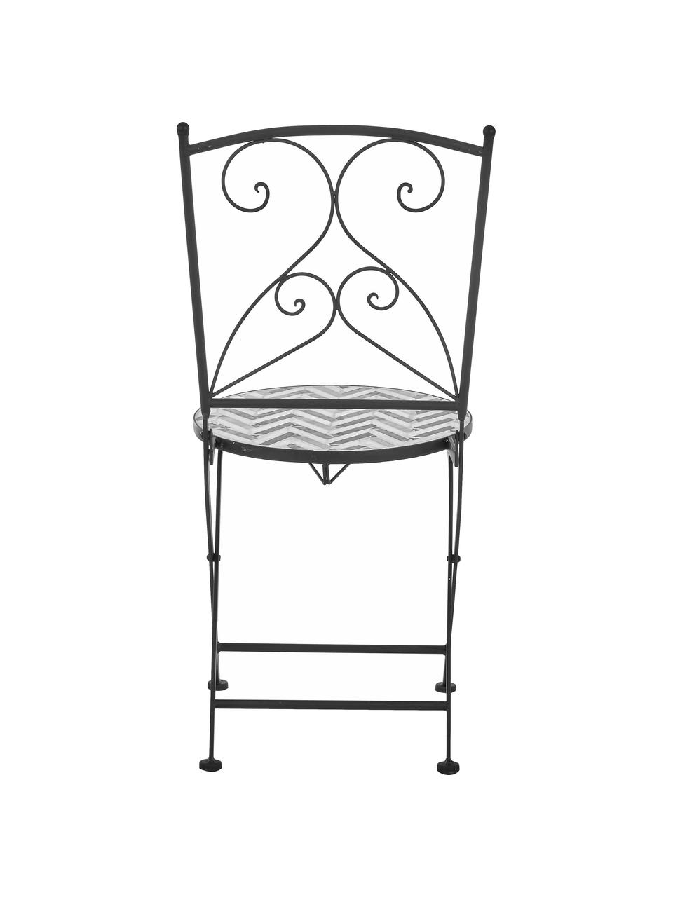 Krzesło balkonowe z mozaiką Verano, 2 szt., Stelaż: metal malowany proszkowo, Szary, biały, czarny, S 40 x G 52 cm