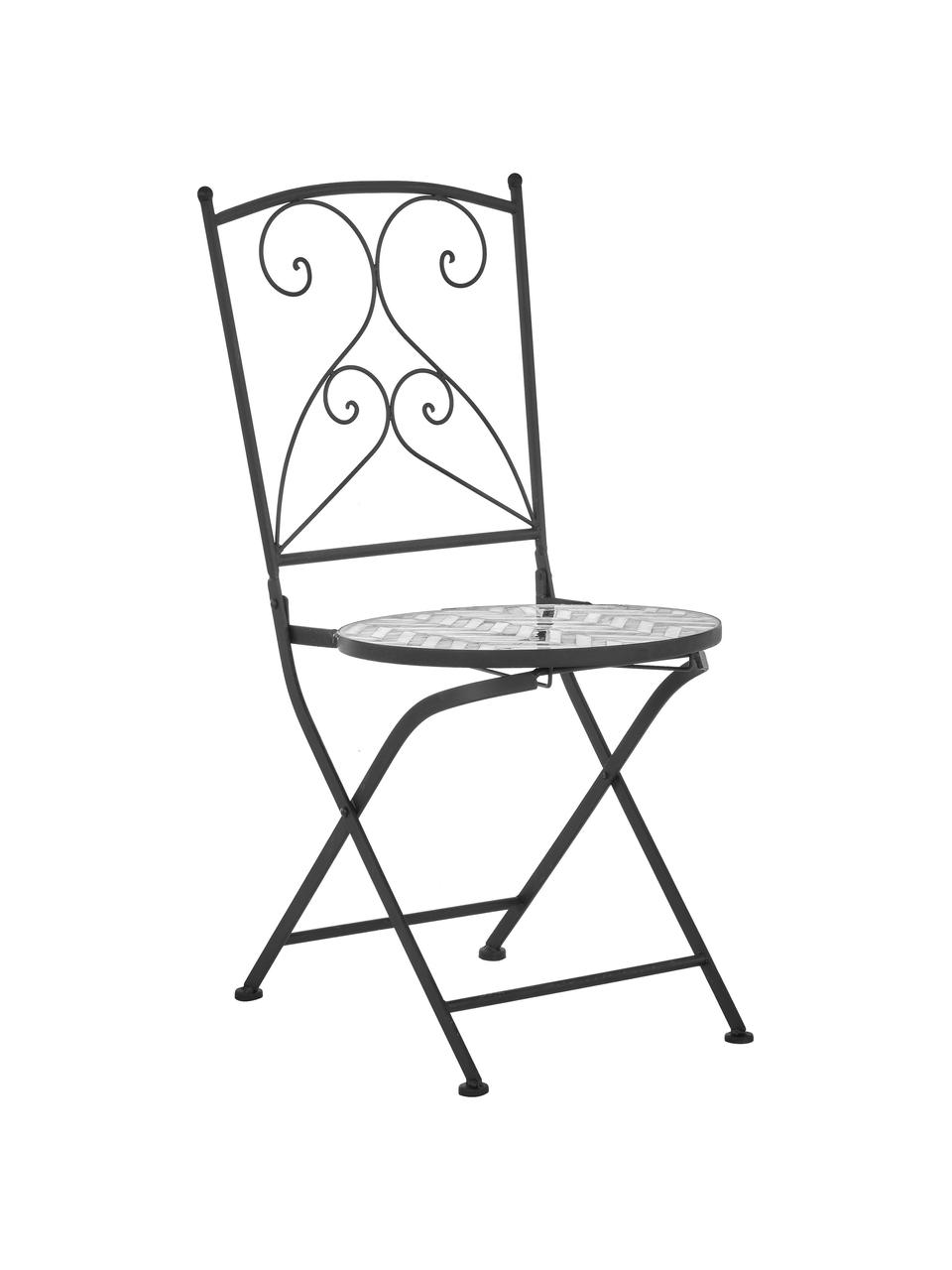 Chaises de balcon mosaïque Verano, 2 pièces, Gris, blanc, noir