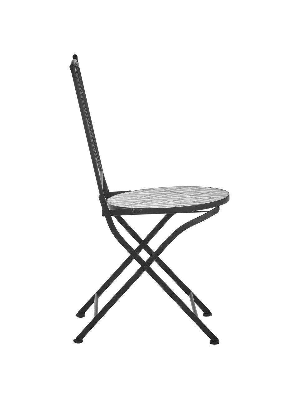 Balkónová stolička s mozaikou Verano, 2 ks, Sivá, biela, čierna