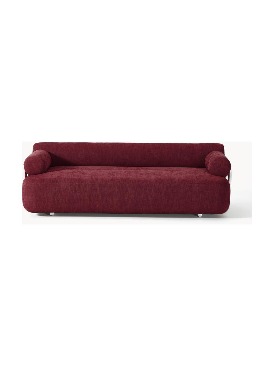 Sofa Stella (3-Sitzer), Bezug: 85 % Polyester, 15 % Baum, Gestell: Massives Fichtenholz, PEF, Füße: Kunststoff, Webstoff Weinrot, B 222 x T 100 cm