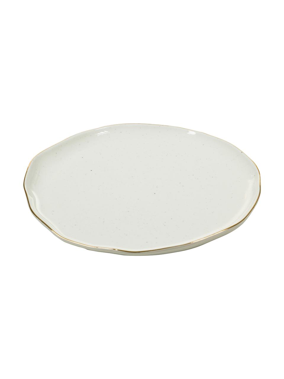 Ručně vyrobený snídaňový talíř se zlatým okrajem Bella, 2 ks, Krémově bílá