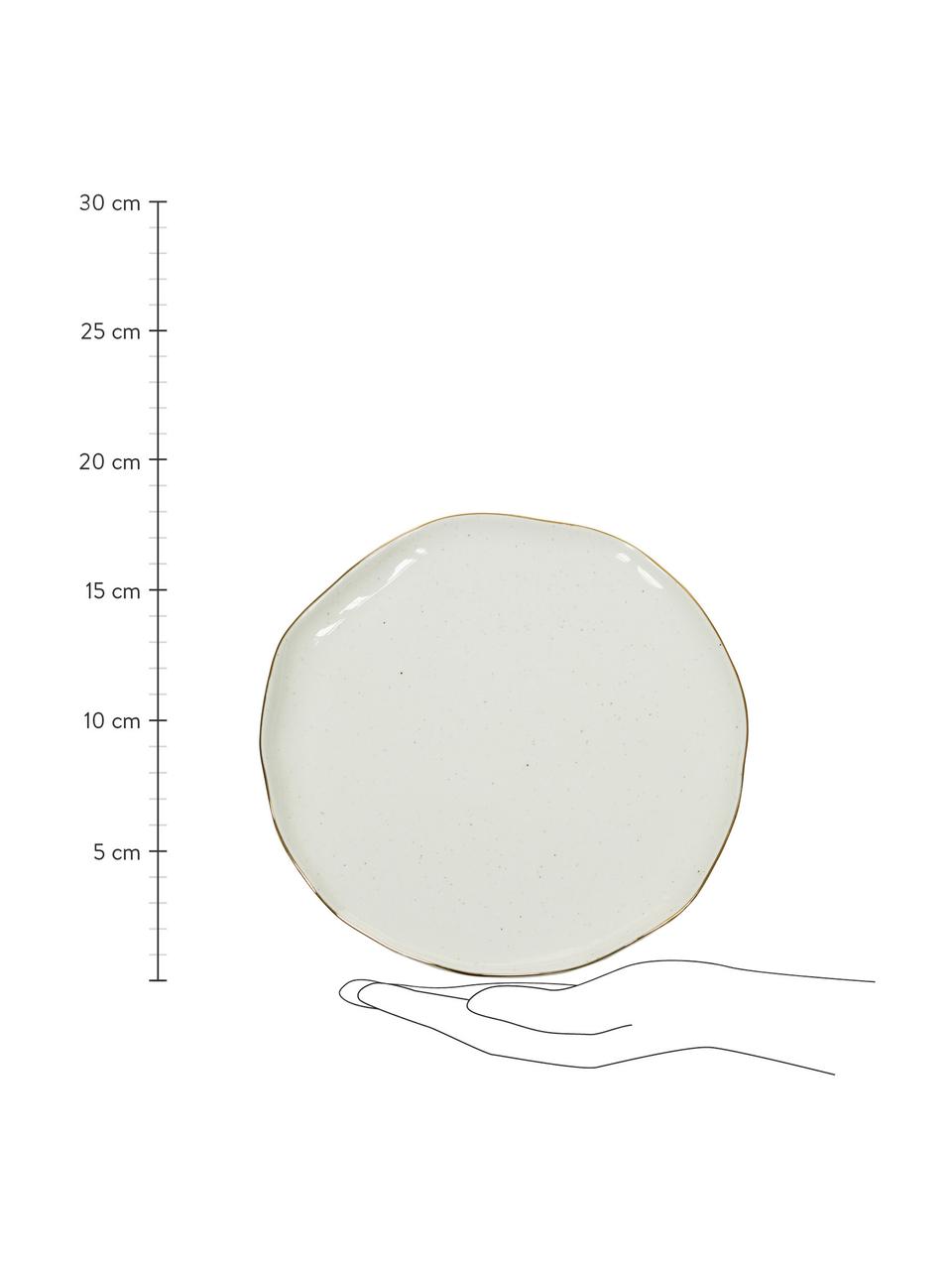 Ręcznie wykonany talerz śniadaniowy Bella, 2 szt., Porcelana, Kremowobiały, Ø 19 x W 3 cm