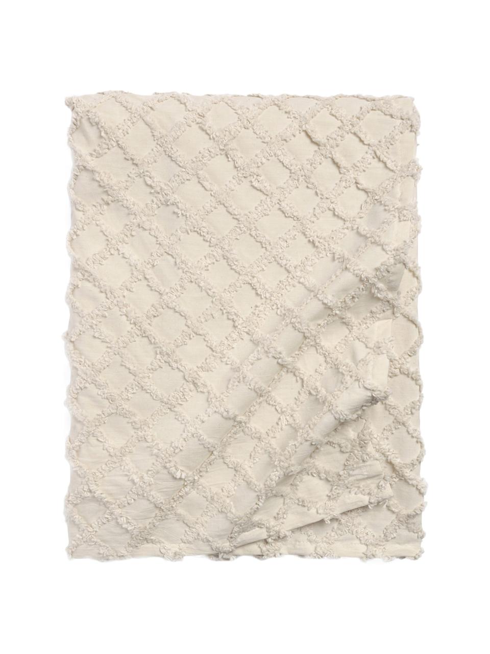 Bedsprei Royal met hoog-laag patroon, Katoen, Crèmewit, B 240 x L 260 cm (voor bedden tot 200 x 200)