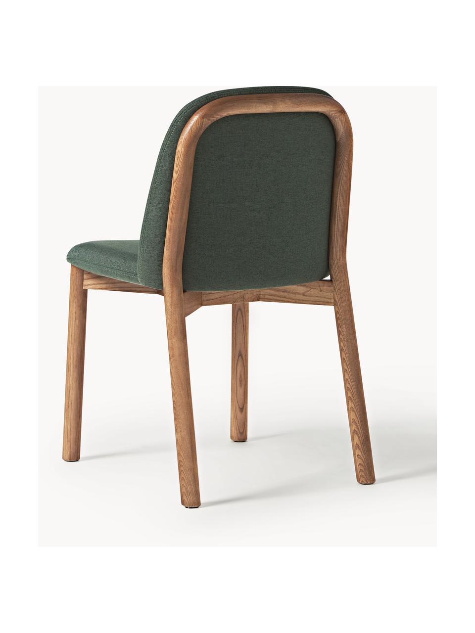 Čalouněná židle z jasanového dřeva Julie, Tmavě zelené, tmavé jasanové dřevo, Š 47 cm, V 81 cm