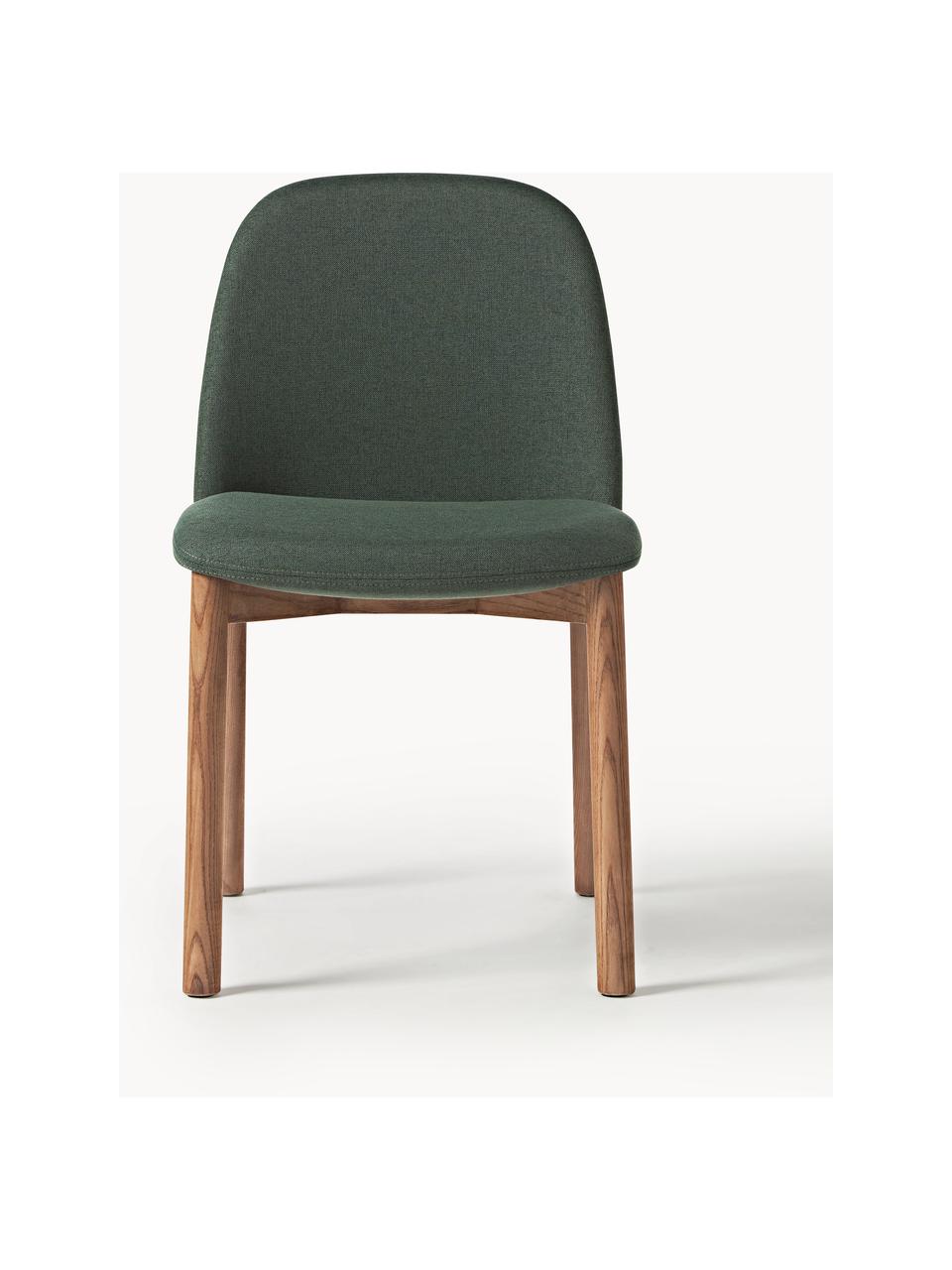 Čalúnená stolička z jaseňového dreva Julie, Tmavozelená, tmavé jaseňové drevo, Š 47 x V 81 cm