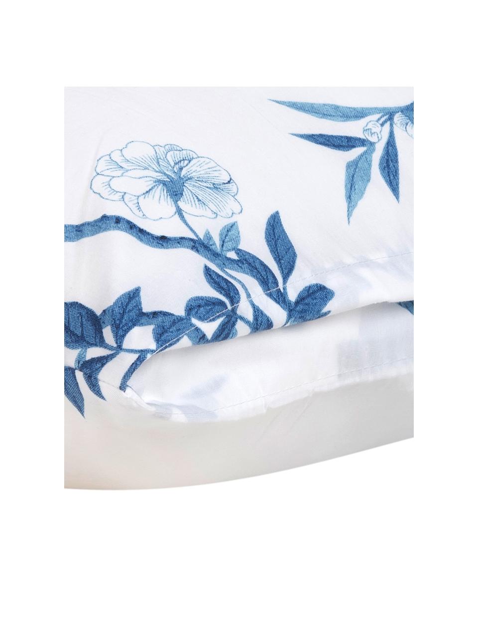 Funda de almohada de percal Annabelle, 45 x 85 cm, Blanco, azul, An 45 x L 85 cm