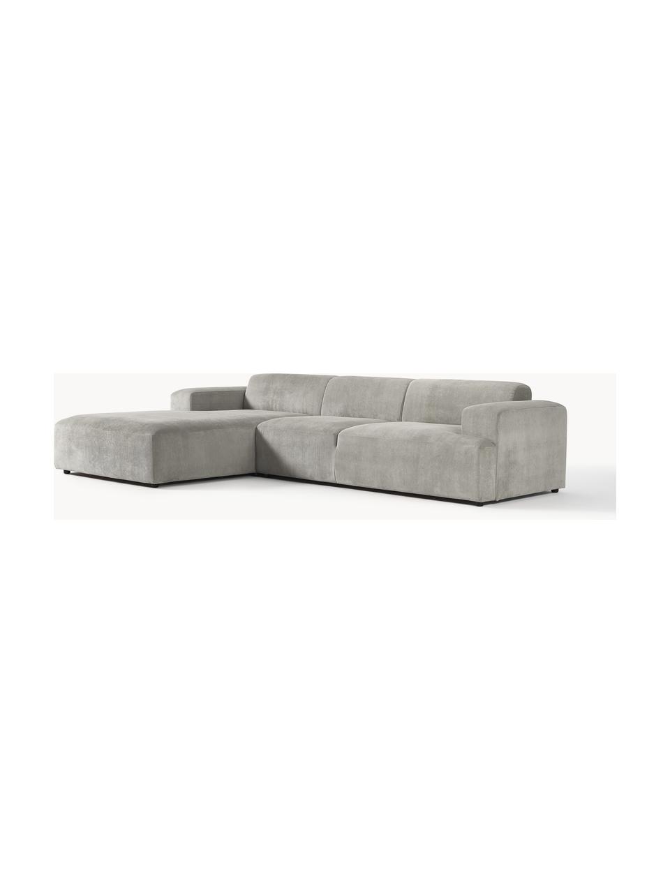 Cord-Ecksofa Melva (4-Sitzer), Bezug: Cord (92% Polyester, 8% P, Gestell: Massives Kiefernholz, Spa, Füße: Kunststoff Dieses Produkt, Cord Grau, B 319 x T 195 cm, Eckteil links