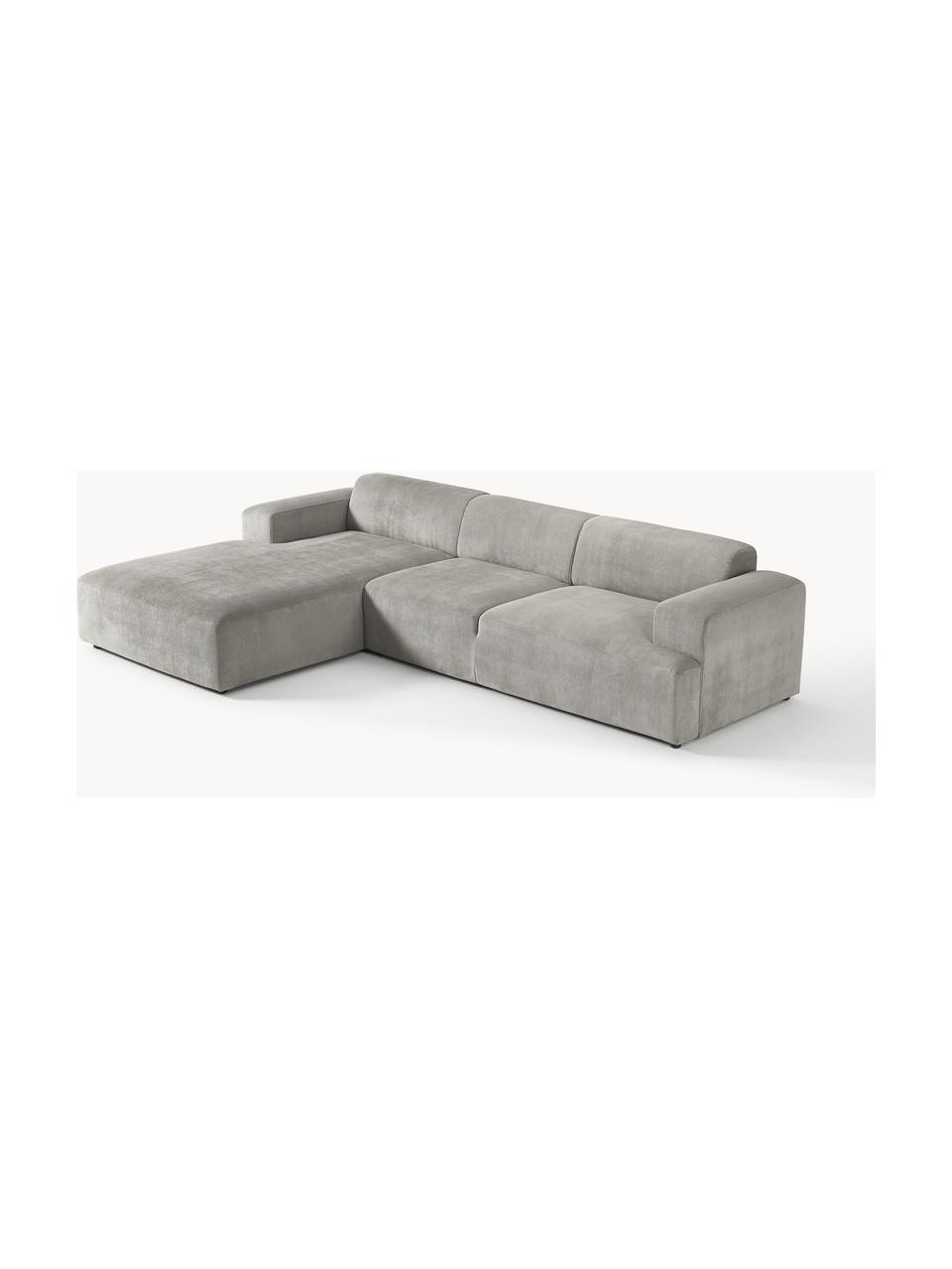 Cord-Ecksofa Melva (4-Sitzer), Bezug: Cord (92% Polyester, 8% P, Gestell: Massives Kiefernholz, Spa, Füße: Kunststoff Dieses Produkt, Cord Grau, B 319 x T 195 cm, Eckteil links