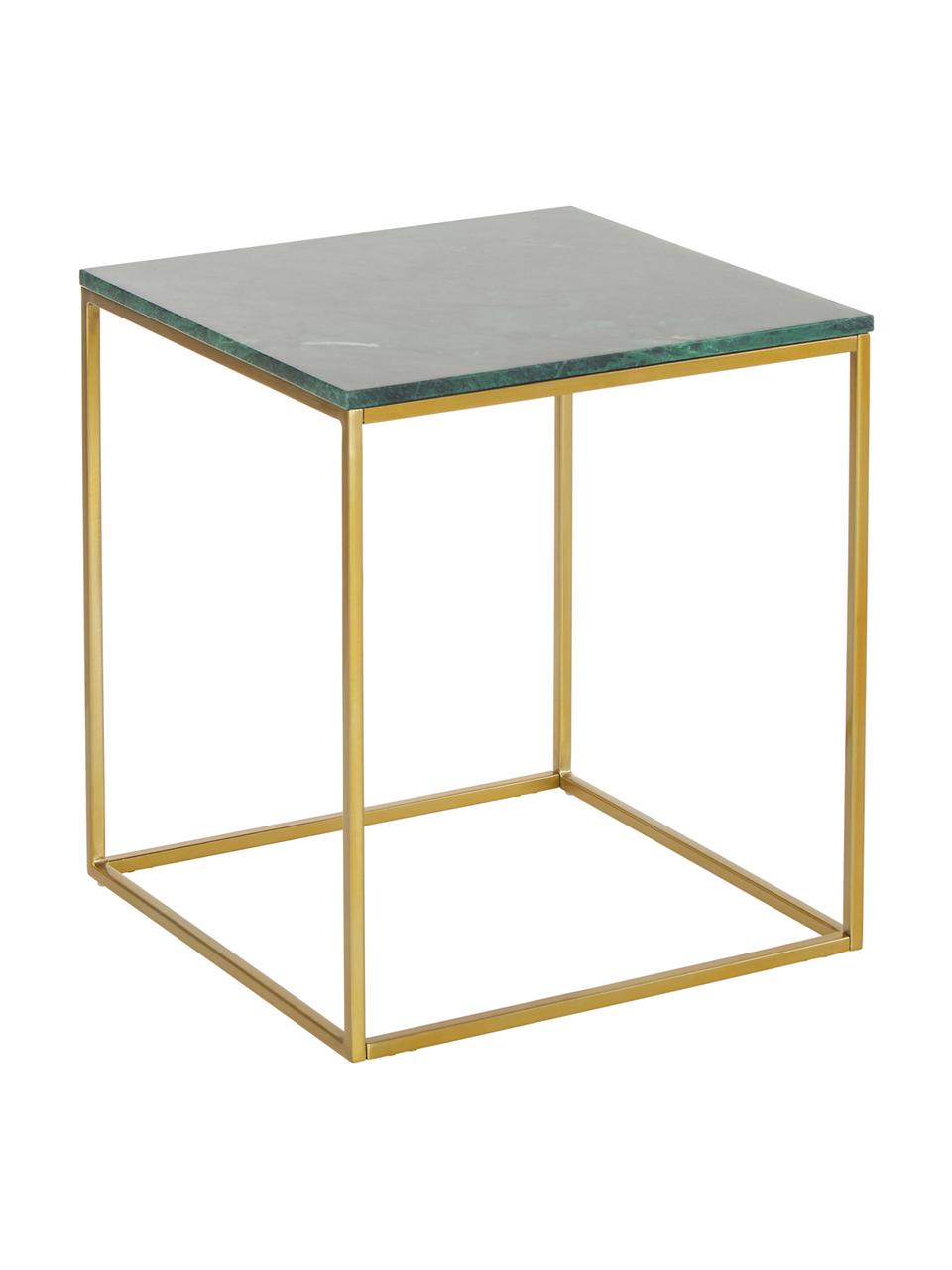 Marmor-Beistelltisch Alys, Tischplatte: Marmor, Gestell: Metall, pulverbeschichtet, Grüner Marmor, Goldfarben, B 45 x H 50 cm