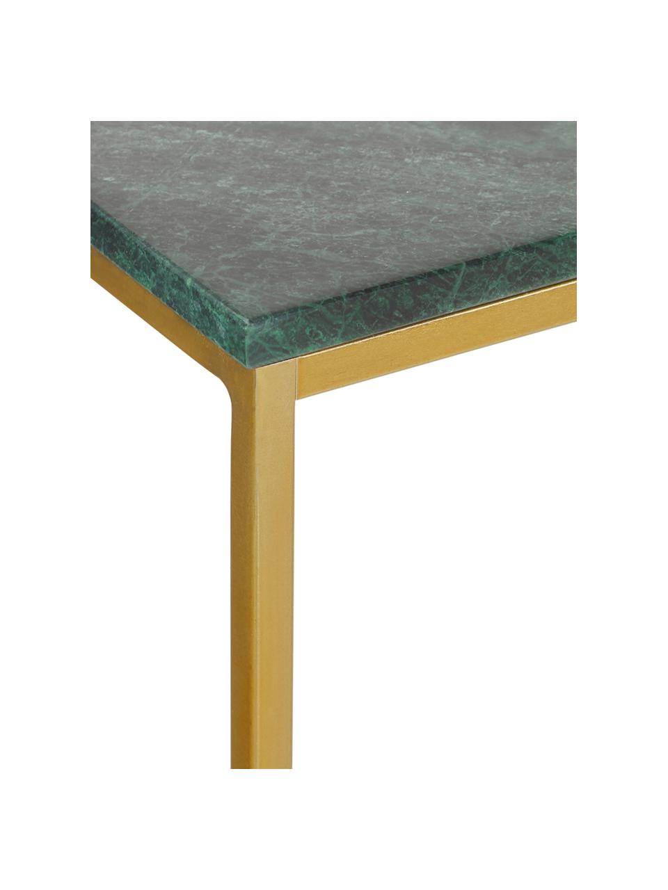 Mramorový pomocný stolík Alys, Doska: mramorová zelená Konštrukcia: lesklá zlatá, Š 45 x V 50 cm