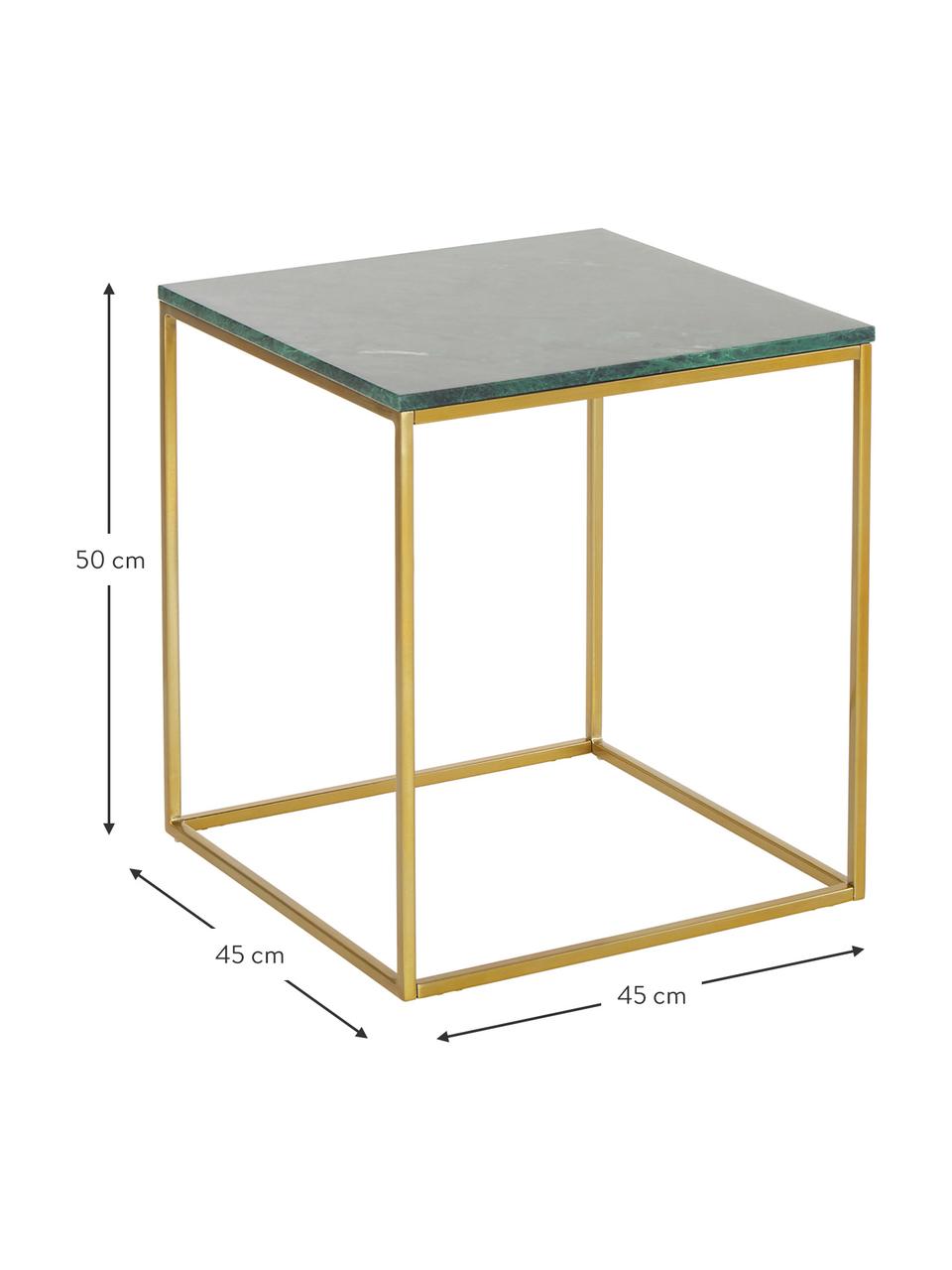 Stolik pomocniczy z marmuru Alys, Blat: marmur, Stelaż: metal malowany proszkowo, Zielony marmur, odcienie złotego, S 45 x W 50 cm