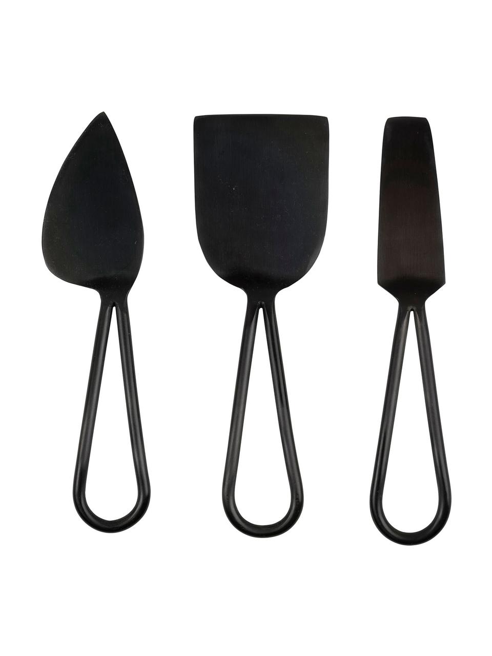 Käsemesser Cyan, 3er-Set, Stahl, beschichtet, Schwarz, L 18 cm