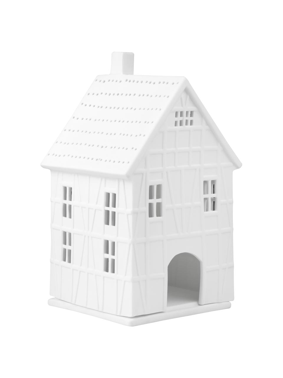 Großes Porzellan-Lichthaus Living in Weiß, Porzellan, Weiß, B 10 x H 19 cm