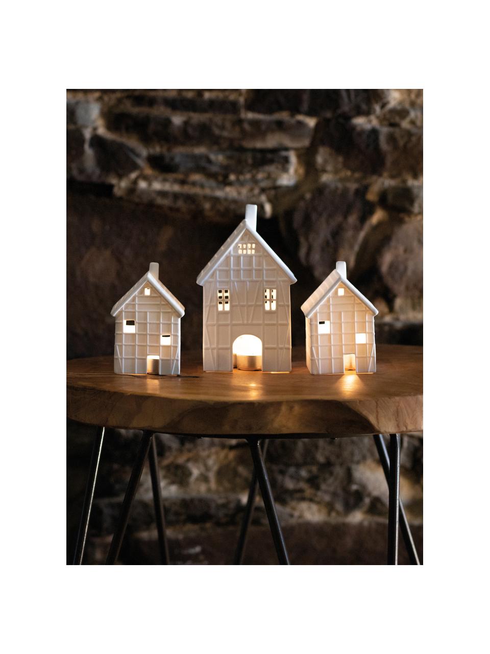 Portavela grande de porcelana Living, Porcelana, Blanco, An 10 x Al 19 cm