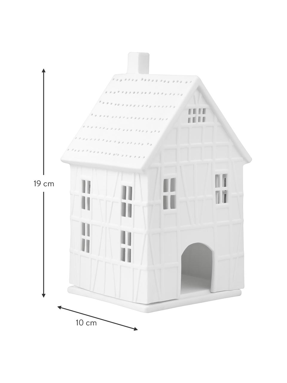 Portavela grande de porcelana Living, Porcelana, Blanco, An 10 x Al 19 cm