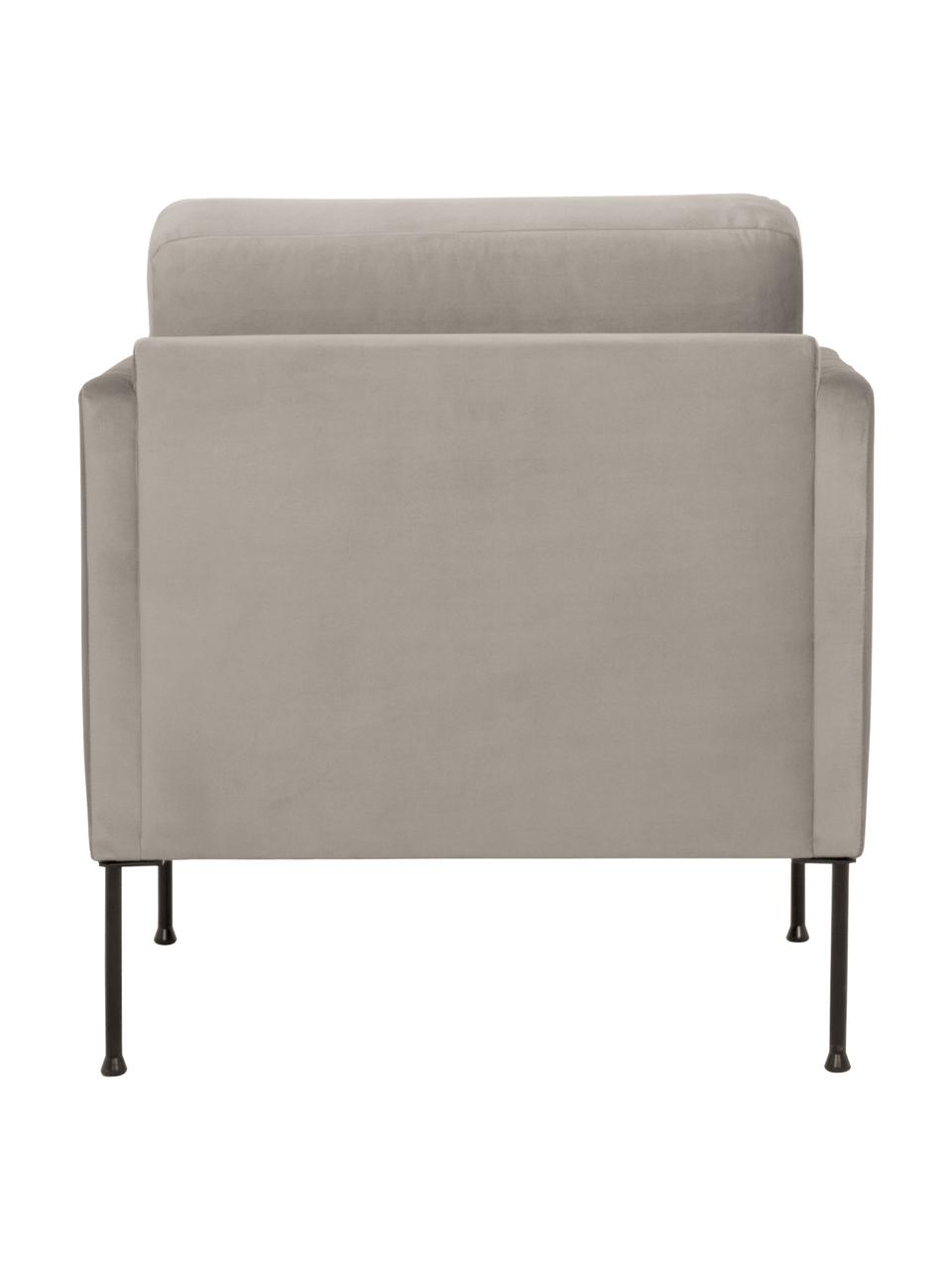 Poltrona in velluto con gambe in metallo Fluente, Rivestimento: velluto (copertura in pol, Struttura: legno di pino massiccio, , Gambe: metallo verniciato a polv, Velluto beige, Larg. 74 x Prof. 85 cm