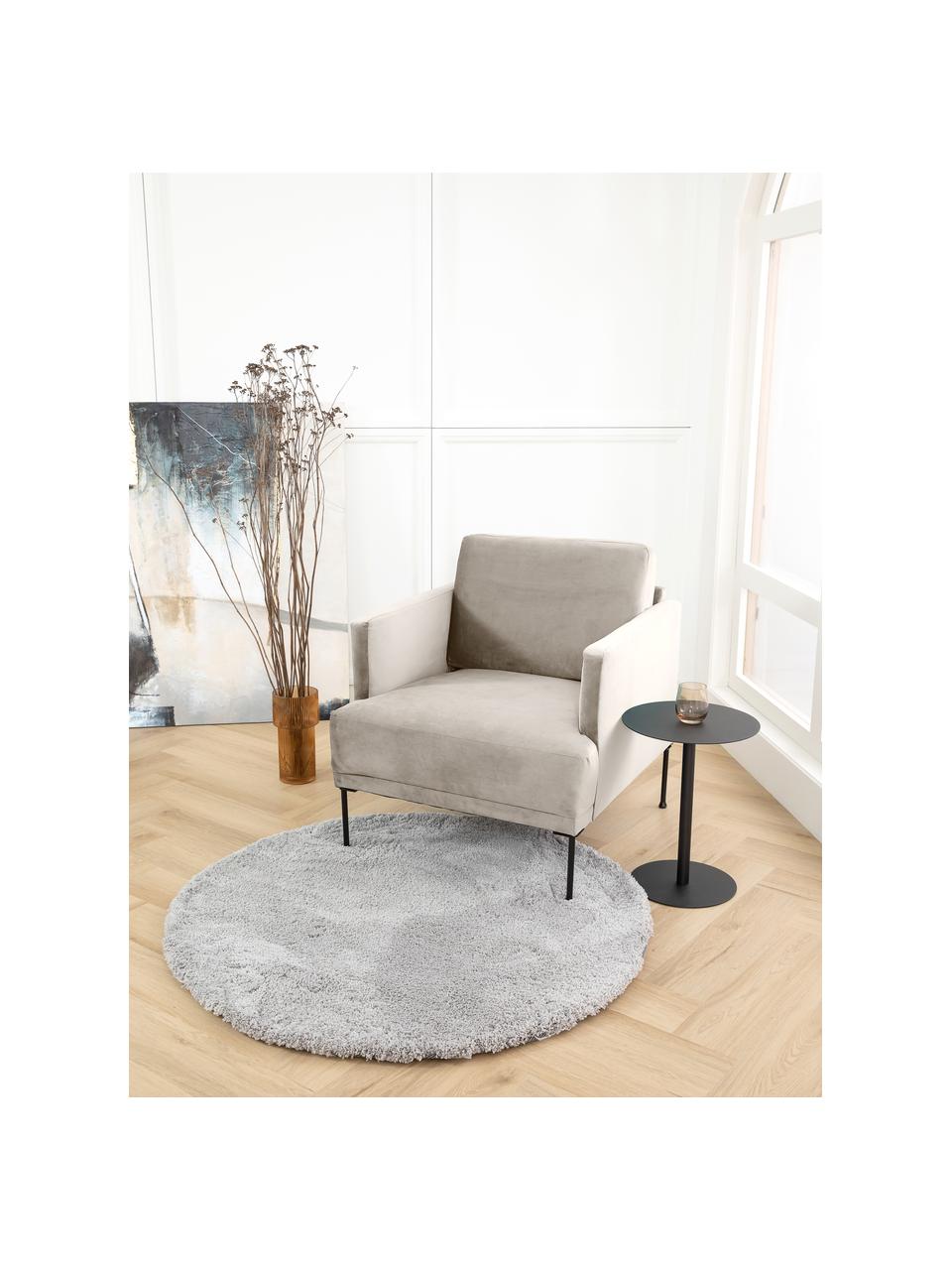 Fauteuil en velours pieds en métal Fluente, Velours beige, larg. 74 x prof. 85 cm