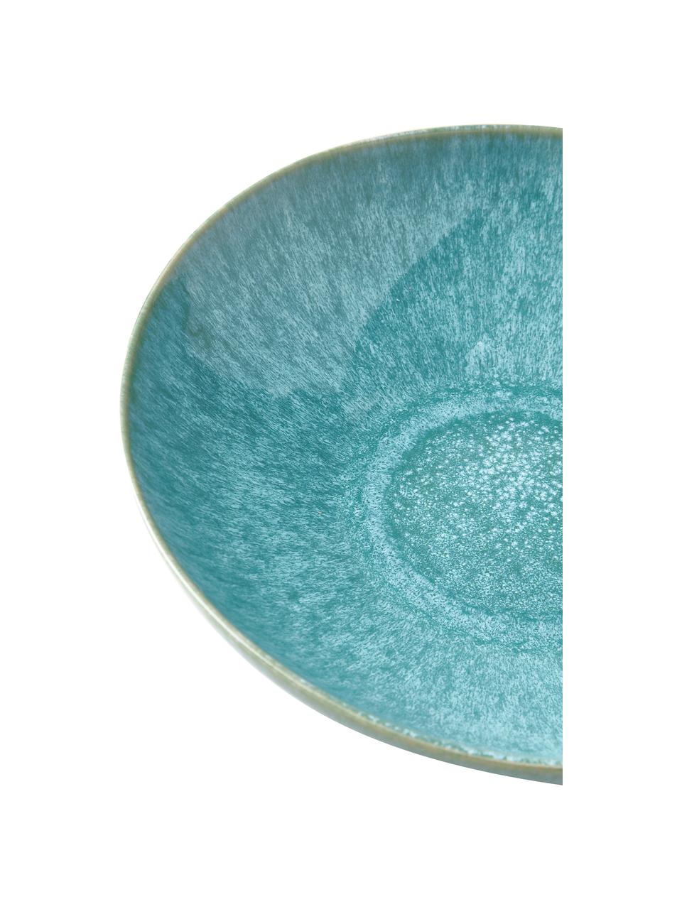 Pastabord Anthia van keramiek met reactief glazuur in turquoise, 2 stuks, Keramiek, Turquoise, Ø 19 x H 5 cm