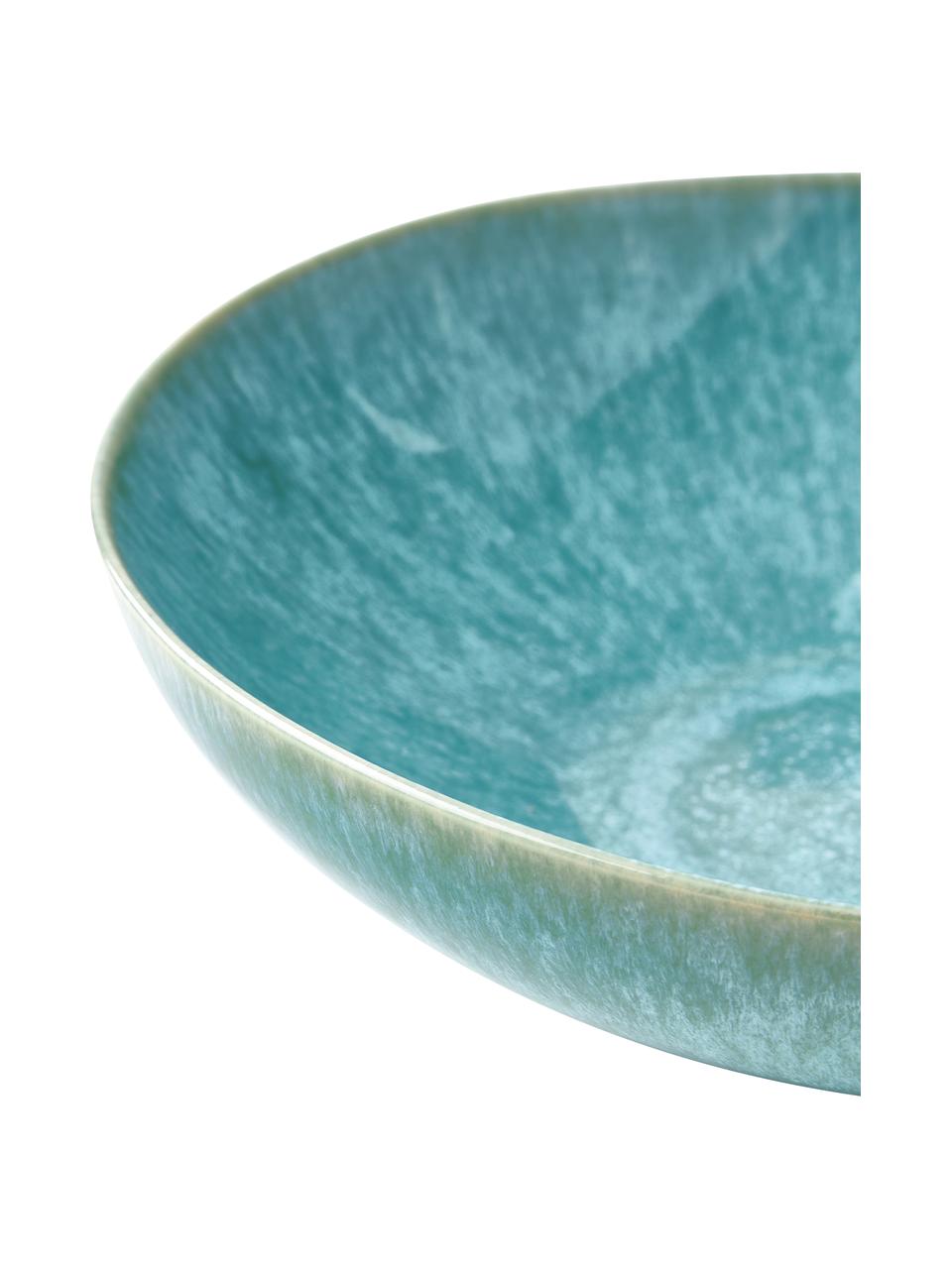 Pastabord Anthia van keramiek met reactief glazuur in turquoise, 2 stuks, Keramiek, Turquoise, Ø 19 x H 5 cm