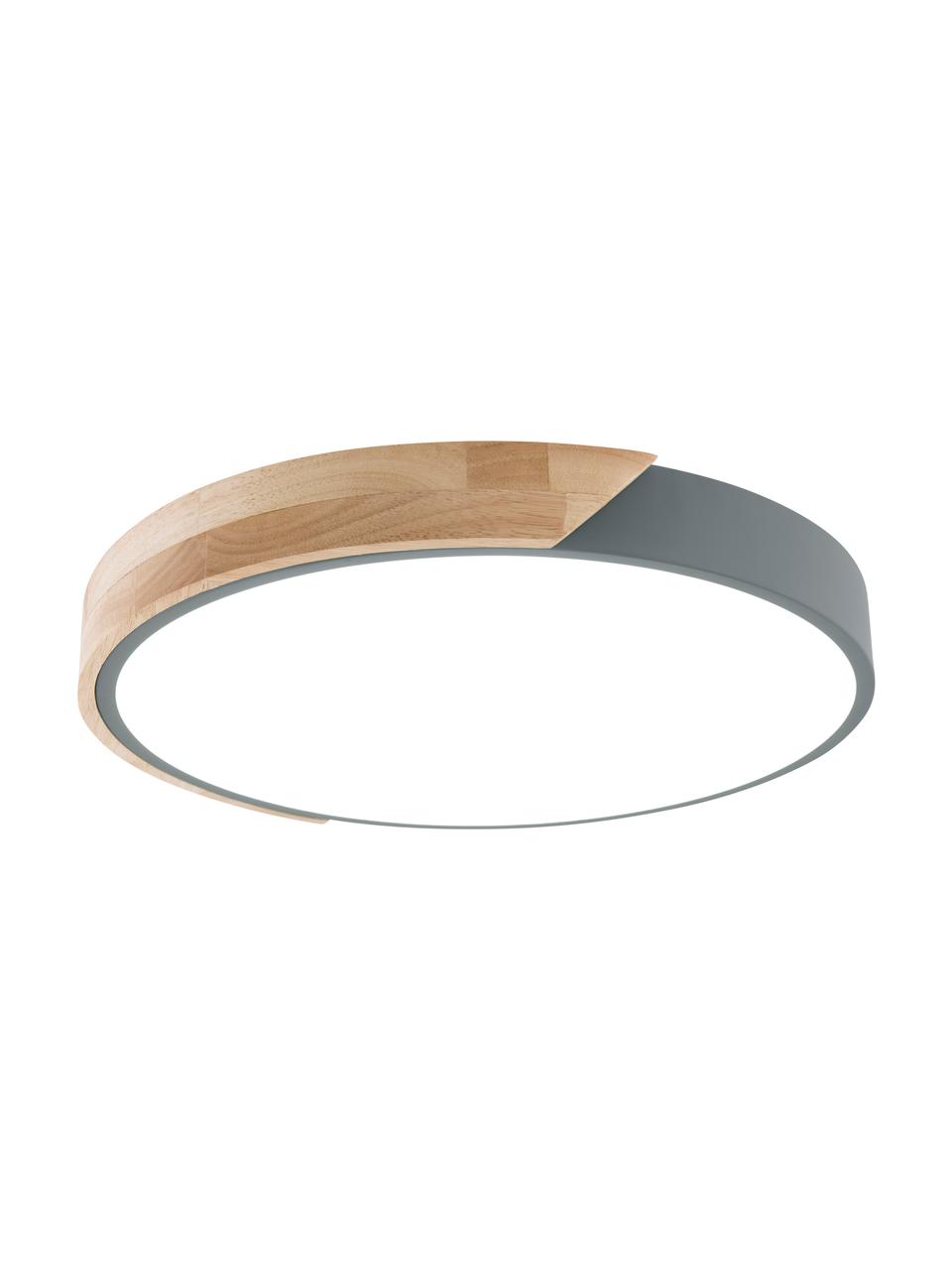 Lampa sufitowa LED z drewnianym dekorem Benoa, Drewno dębowe, szary, Ø 30 x W 5 cm