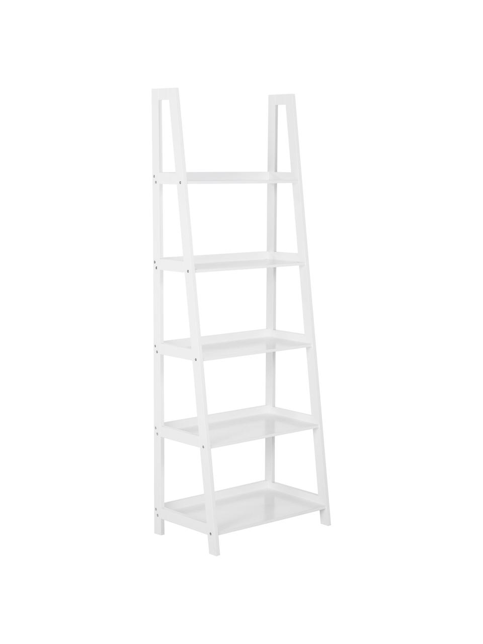 Estantería escalera Wally, Tablero de fibras de densidad media (MDF) pintado, Blanco, An 63 x Al 180 cm