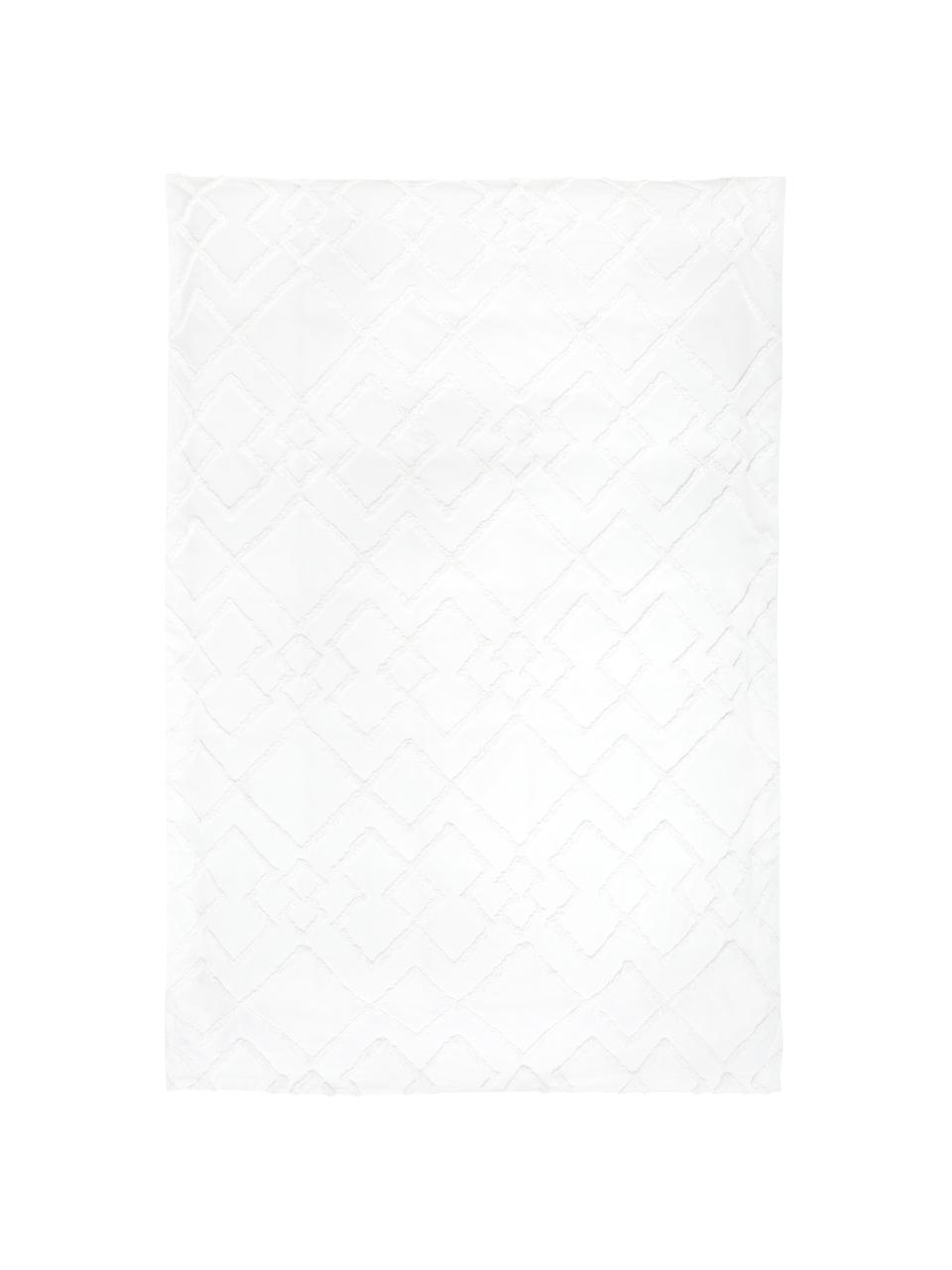 Biancheria da letto in percalle con decoro a ciuffi Faith, Bianco, 155 x 200 cm + 1 federa 50 x 80 cm