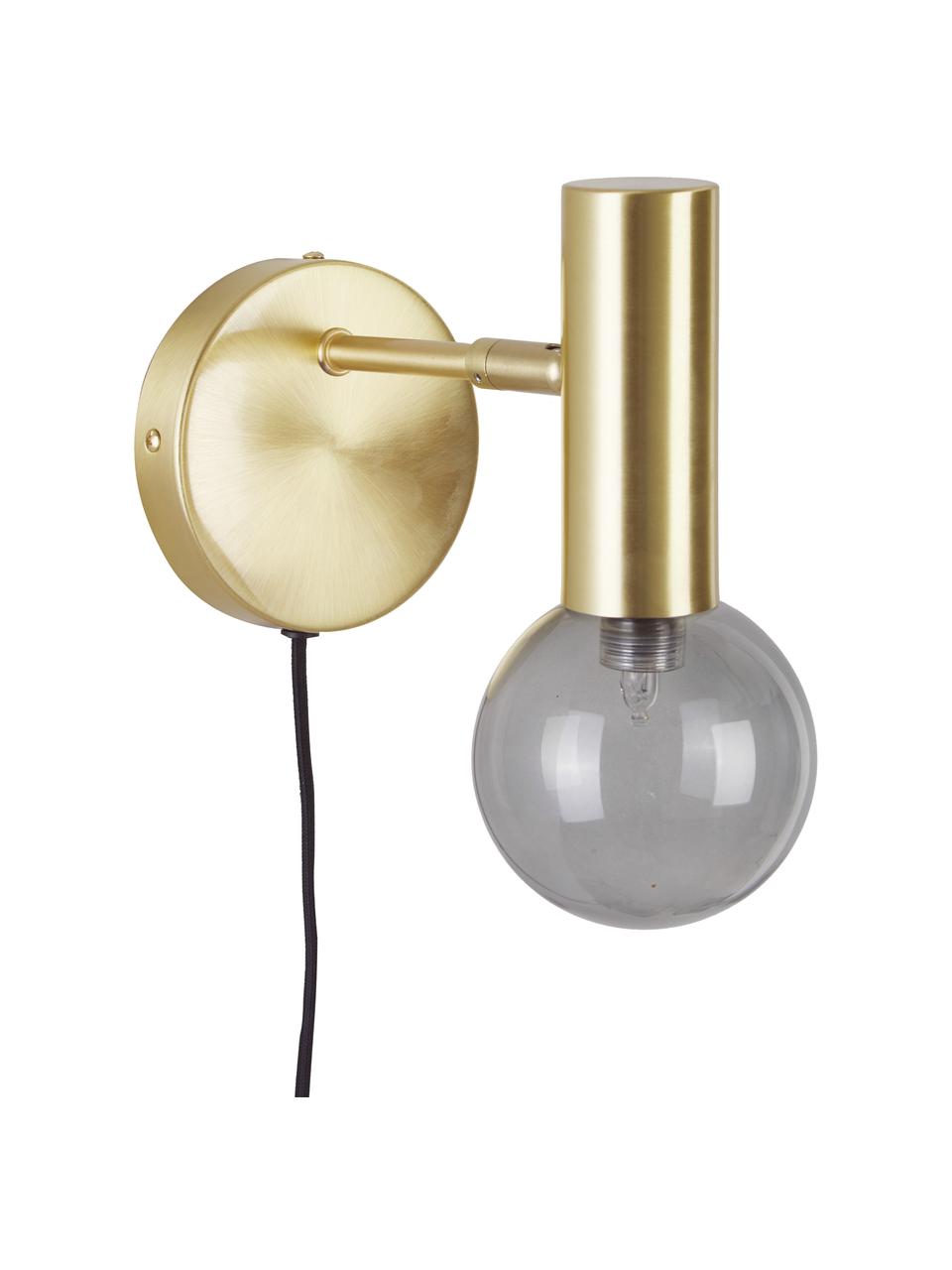 Verstellbare Wandleuchte Wilson mit Glasschirm und Stecker, Lampenschirm: Glas, Goldfraben, Grau, T 22 x H 22 cm