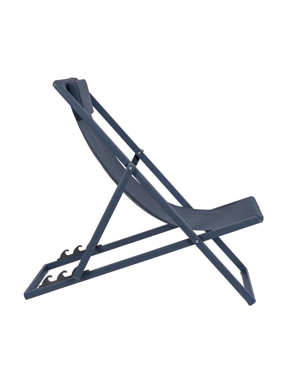 Leżak składany Taylor, Stelaż: aluminium malowane proszk, Ciemny niebieski, S 61 x D 102 cm