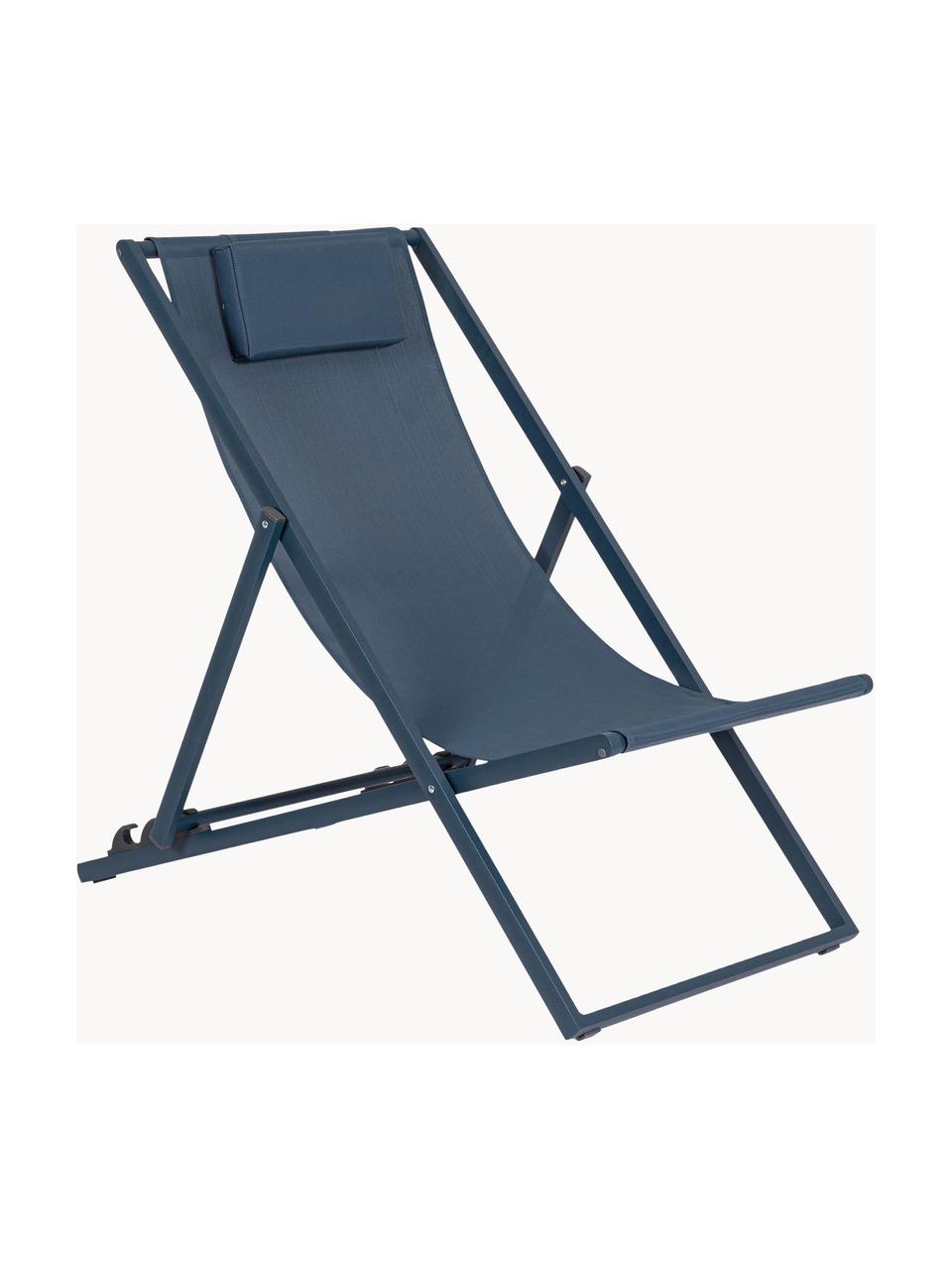 Sedia a sdraio pieghevole Taylor, Superficie: plastica (610 g/m²), Struttura: alluminio verniciato a po, Blu scuro, Larg. 61 x Lung. 102 cm