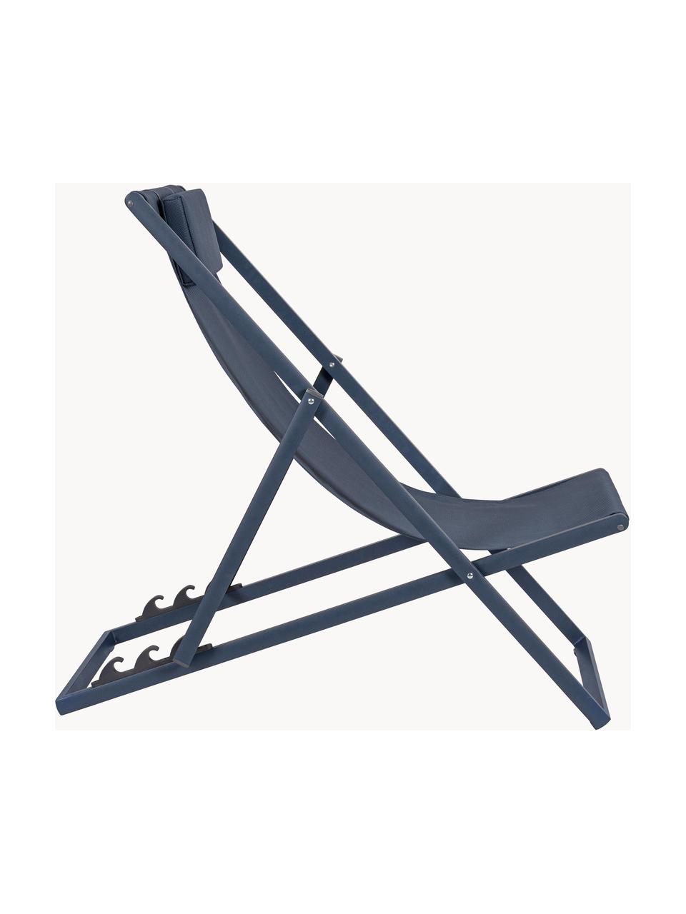 Tumbona plegable Taylor, Asiento: plástico (610 g/m²), Estructura: aluminio con pintura en p, Azul oscuro, An 61 x L 102