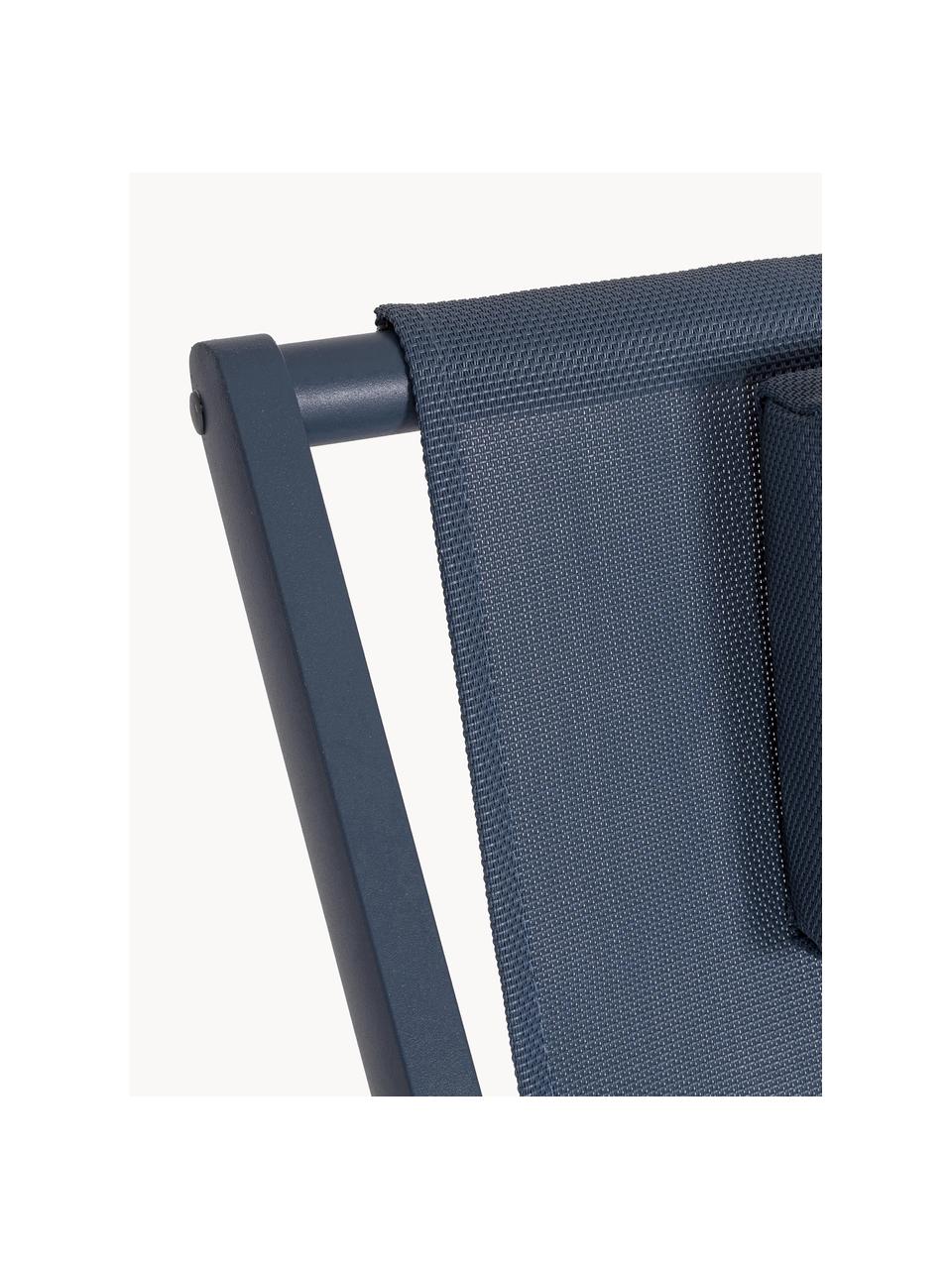 Inklapbare ligstoel Taylor, Frame: aluminium, gepoedercoat, Donkerblauw, B 61 x L 102 cm