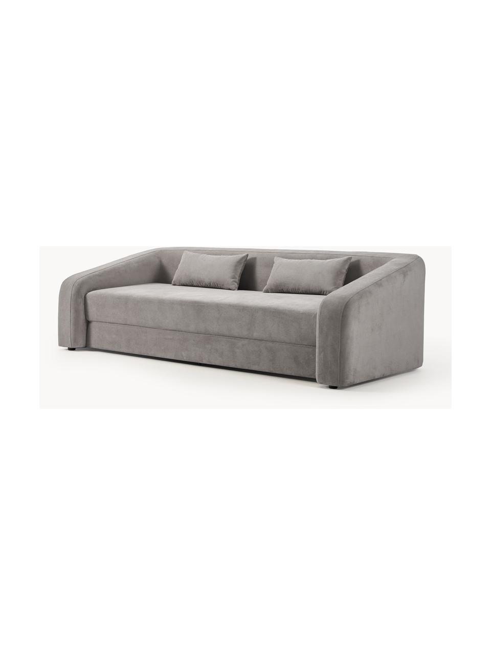 Divano letto 3 posti Eliiot, Rivestimento: 88% poliestere, 12% nylon, Struttura: truciolare, legno di pino, Piedini: plastica Questo prodotto , Tessuto grigio scuro, Larg. 230 x Alt. 70 cm