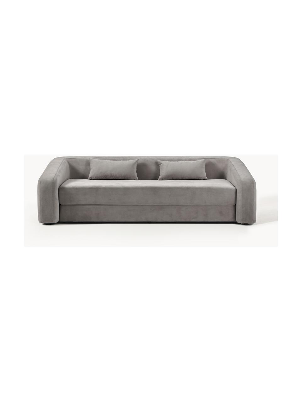 Divano letto 3 posti Eliiot, Rivestimento: 88% poliestere, 12% nylon, Struttura: truciolare, legno di pino, Piedini: plastica Questo prodotto , Tessuto grigio scuro, Larg. 230 x Alt. 70 cm