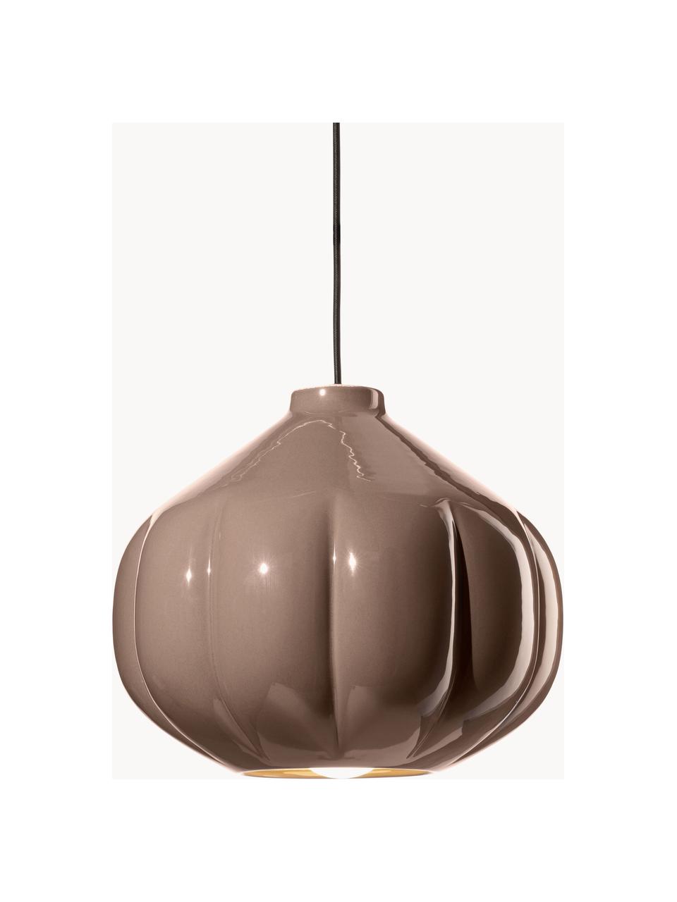 Lámpara de techo artesanal Afoxe, Pantalla: cerámica, Anclaje: metal recubierto, Cable: cubierto en tela, Turrón, Ø 34 x Al 30 cm