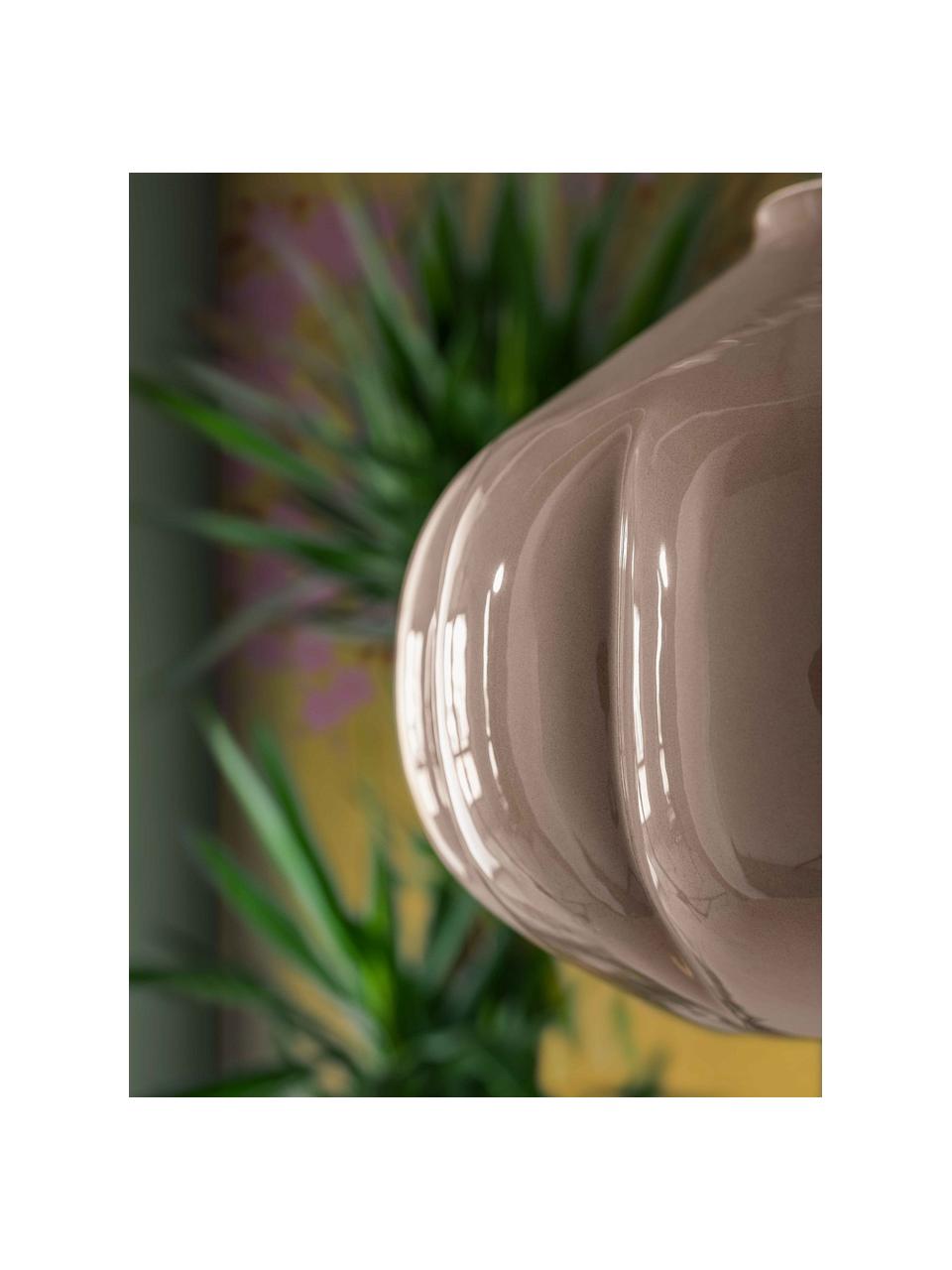 Handgefertigte Pendelleuchte Afoxe, Lampenschirm: Keramik, Baldachin: Metall, beschichtet, Nougat, Ø 34 x H 30 cm