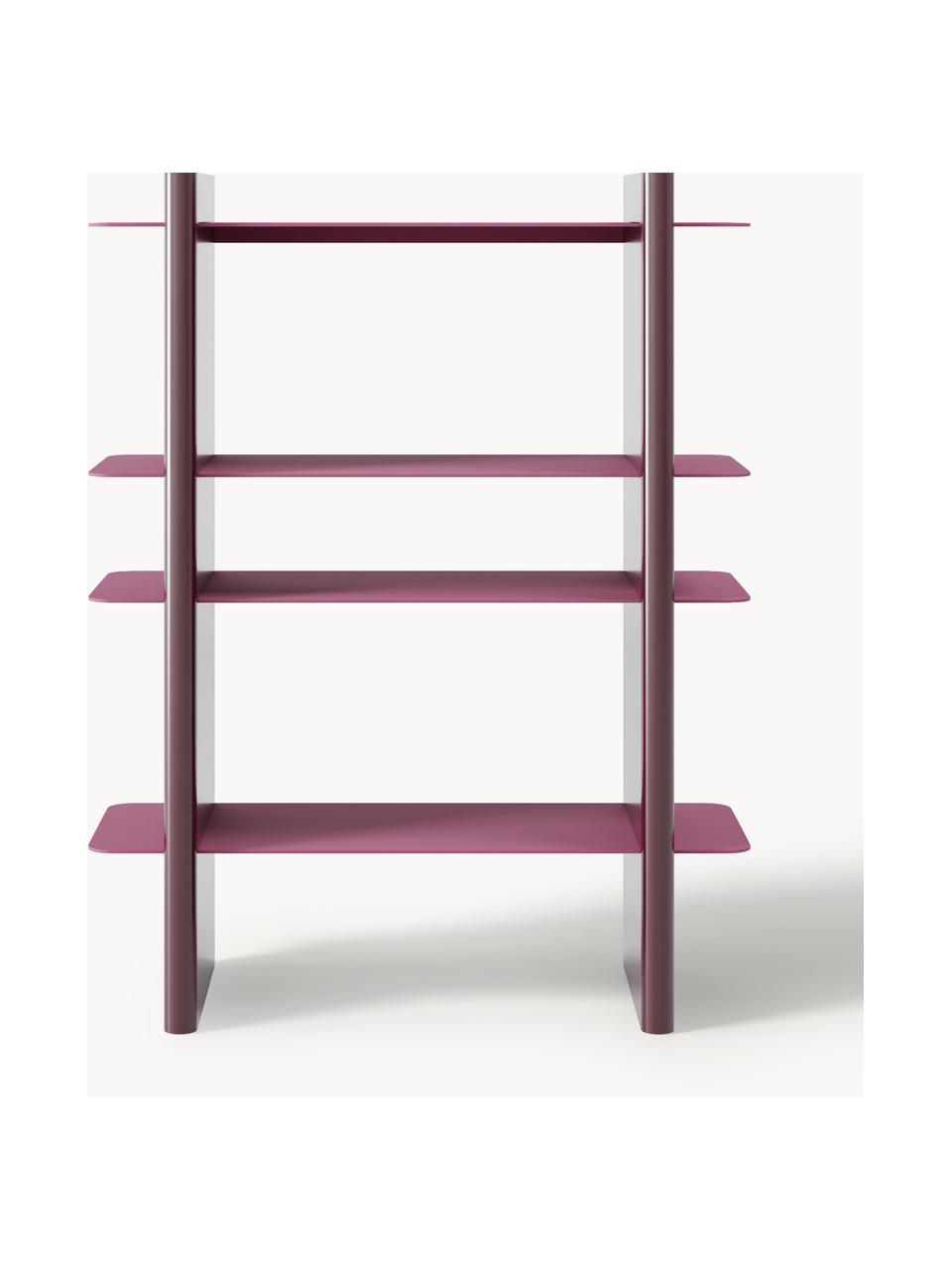 Scaffale con elementi in metallo Rami, Ripiani: metallo verniciato a polv, Struttura: pannello di fibra a media, Rosa, rosso vino, Larg. 80 x Alt. 101 cm