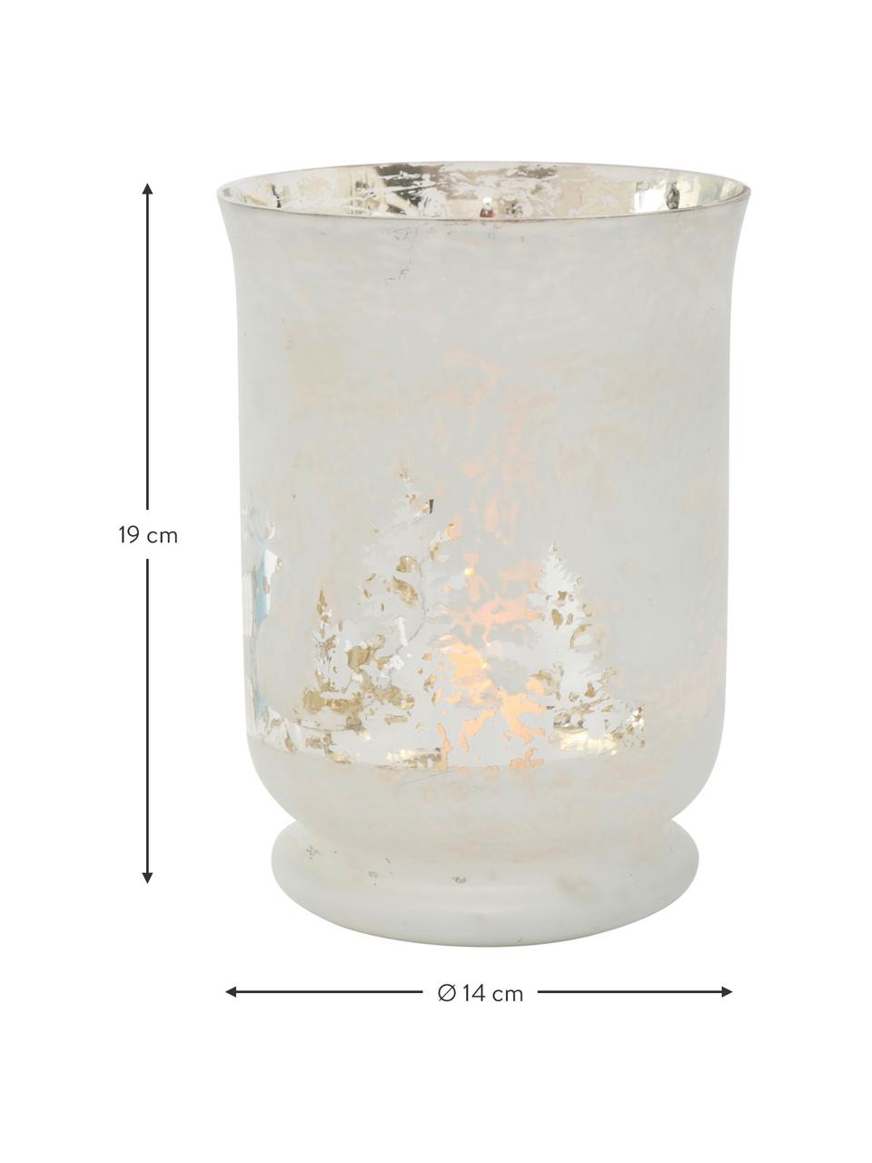 Świecznik Bonaparte, Szkło lakierowane, Złamana biel, odcienie srebrnego, Ø 14 x W 19 cm
