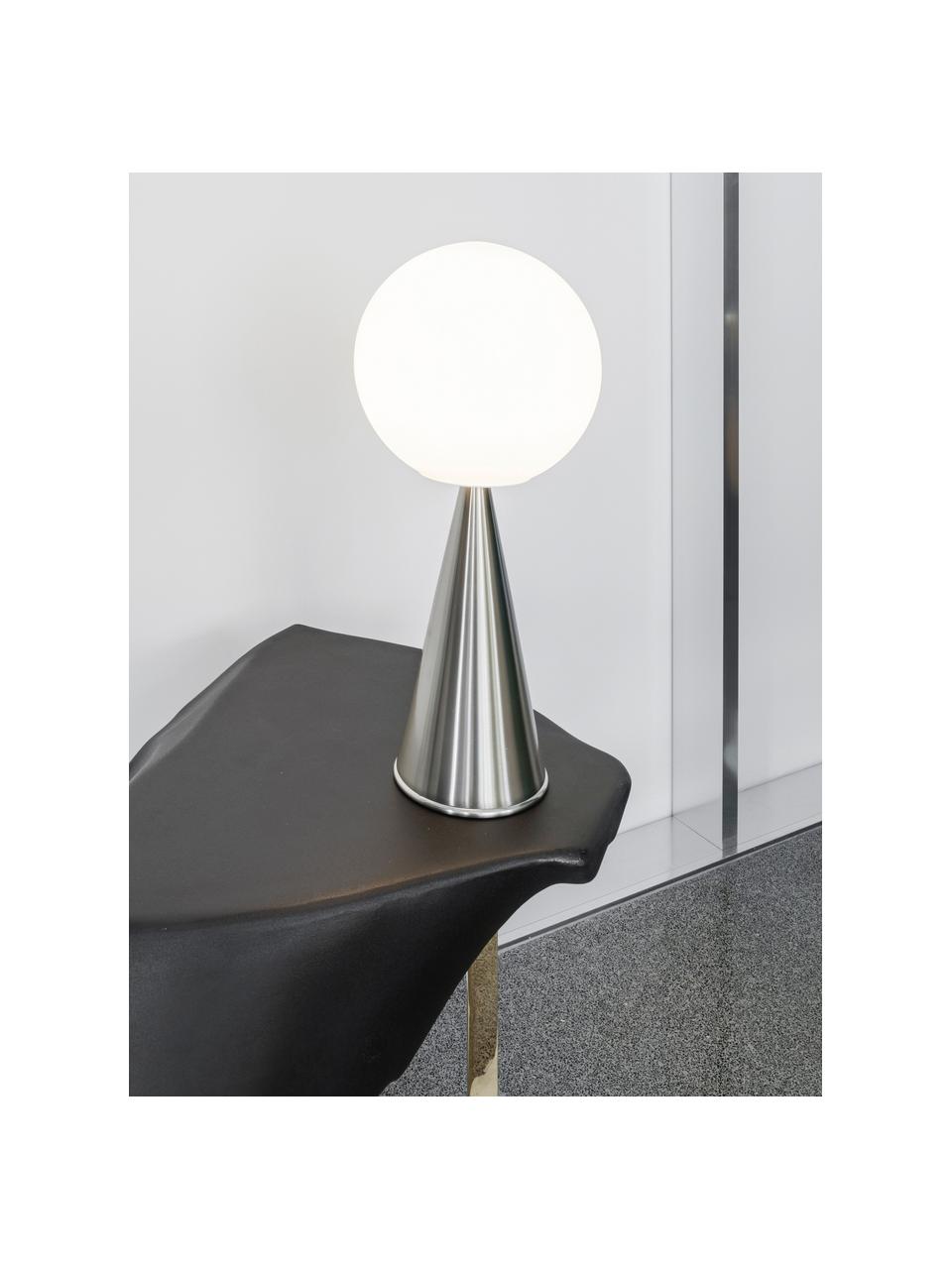 Malá stolní lampa Bilia, ručně vyrobená, Bílá, stříbrná, Ø 20 cm, V 43 cm