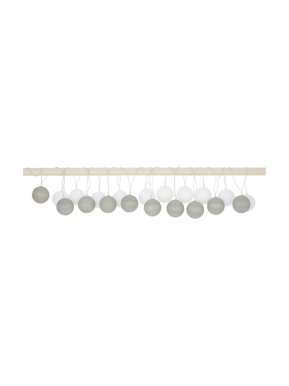 LED-Lichterkette Bellin, 320 cm, 20 Lampions, Lampions: Baumwolle, Grau, Weiß, L 320 cm