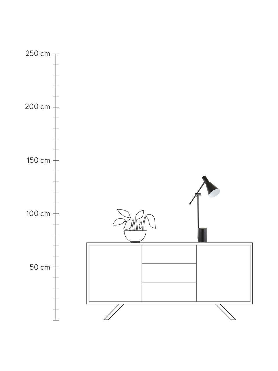 Grote bureaulamp Sia van metaal, Lampenkap: gepoedercoat metaal, Lampvoet: gepoedercoat metaal, Zwart, B 13 x H 63 cm