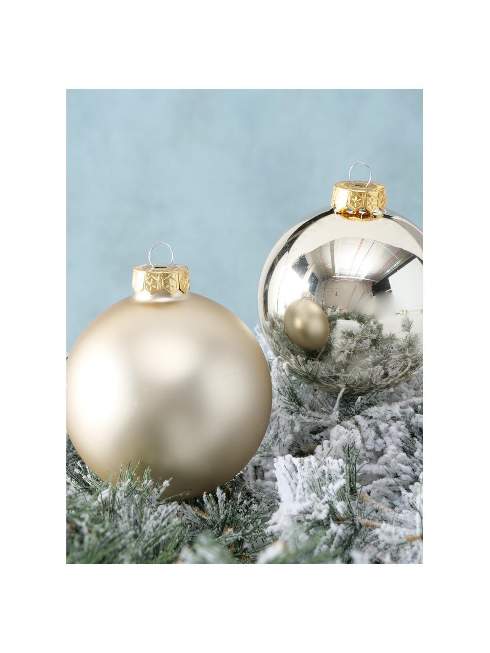 Kerstballenset Lorene Ø 10 cm, 4-delig, Mat en glanzend champagnekleurig, Ø 10 cm