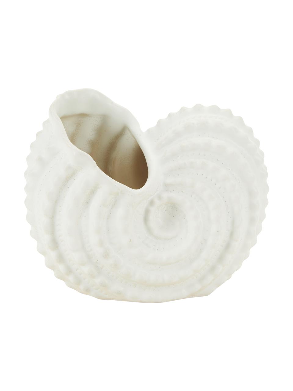 Objet décoratif grès cérame blanc Snail, Grès cérame, Blanc, larg. 13 x haut. 15 cm