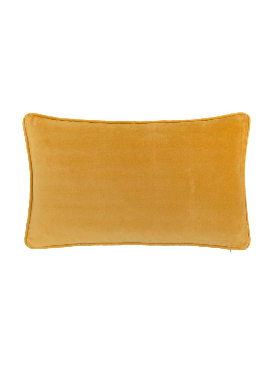 Funda de cojín de terciopelo Dana, 100% terciopelo de algodón, Amarillo ocre, An 30 x L 50 cm