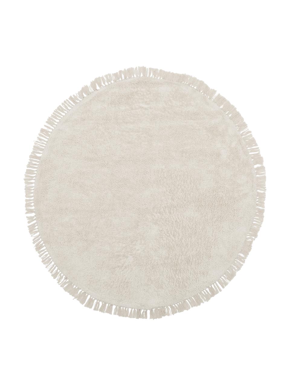 Okrągły ręcznie tuftowany dywan z bawełny z frędzlami Daya, Kremowobiały, Ø 120 cm (Rozmiar S)