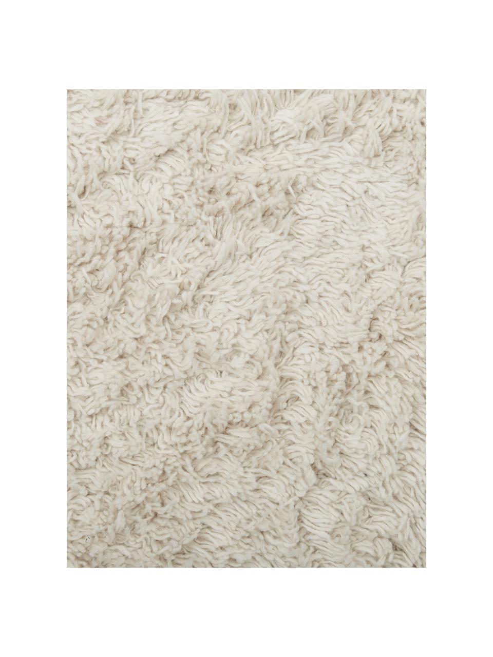 Alfombra redonda artesanal de algodón Daya, Blanco crema, Ø 120 cm (Tamaño S)