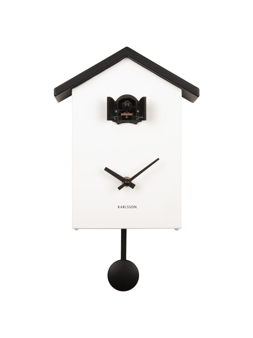 Nástenné hodiny Cuckoo New Traditional, biela, Umelá hmota, Biela, čierna, Š 20 x V 25 cm