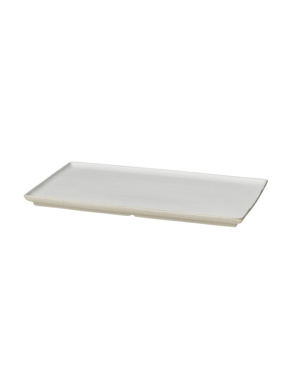 Plat de service Eli, Grès cérame, Blanc crème, beige, larg. 26 x long. 16 cm