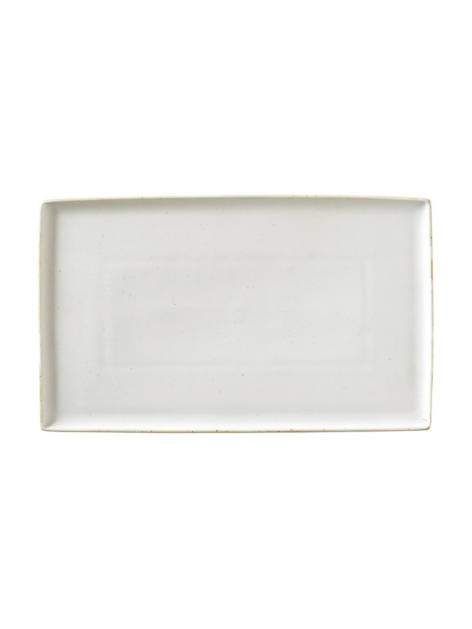 Plat de service Eli, Grès cérame, Blanc crème, beige, larg. 26 x long. 16 cm